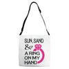 sun, sand &amp; a ring on my hand Adjustable Strap Totes