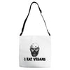 i eat vegans Adjustable Strap Totes