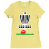 disc golf frisbee leaning on target basket innova Ladies Fitted T-Shirt