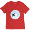 Biker Dinosaur - Dinosaur Riding A Bike To The Moon V-Neck Tee