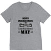 never underestimate an old man who was born in may V-Neck Tee