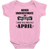 never underestimate an old man who was born in april Baby Onesie
