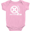 born to cycle forced to work Baby Onesie