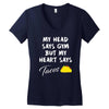 my head says gym but my heart say tacos Women's V-Neck T-Shirt