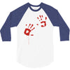 bloody hand print funny zombie kill undead blood horror killer 3/4 Sleeve Shirt