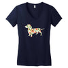 dachshund flower Women's V-Neck T-Shirt