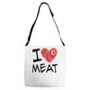 i love meat Adjustable Strap Totes