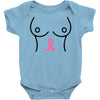 breast with pink ribbon Baby Bodysuit