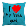 i love my train geek Throw Pillow