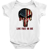 skull us flag live free or die Baby Onesie