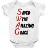saved with amazing grace Baby Onesie