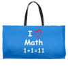 kids boys childrens i love math 1+1=11 funny Weekender Totes