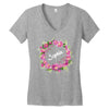 Floral Baby Name Women's V-Neck T-Shirt