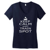 keep calm train Women's V-Neck T-Shirt