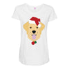 golden retriever dog with red santa's hat Maternity Scoop Neck T-shirt