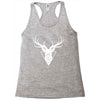 deer head vector white logo Racerback Tank