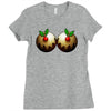 christmas pudding boobs funny Ladies Fitted T-Shirt