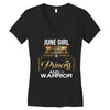 june  girl is a perfect combination of princess and warrior Women's V-Neck T-Shirt