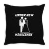 under new management funny Throw Pillow