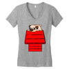 snoopy parody pug w Women's V-Neck T-Shirt