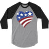 disstressed america flag heart 3/4 Sleeve Shirt