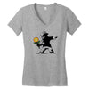 banksy flower Women's V-Neck T-Shirt