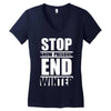 stop snow pression end winter funny Women's V-Neck T-Shirt
