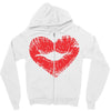 lip print heart Zipper Hoodie