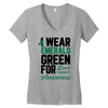 i wear emerald green for liver cancer awareness Women's V-Neck T-Shirt