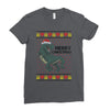 ugly dinosaur merry christmas Ladies Fitted T-Shirt