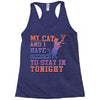 my cat and i stay in tonight Racerback Tank