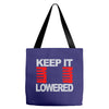 keep it lowered Tote Bags