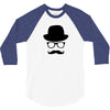 hat wayfarer glasses funny moustache hipster funny geek light tee shir 3/4 Sleeve Shirt