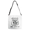 deal with it angry pitbul Adjustable Strap Totes