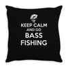 keep calm bass fishing Throw Pillow
