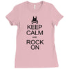 keep calm and rock on mens black t shirt rock music new Ladies Fitted T-Shirt