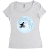 Biker Dinosaur - Dinosaur Riding A Bike To The Moon Women's Triblend Scoop T-shirt