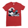 Great White Wave Shark Ladies Fitted T-Shirt