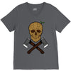 skull wood V-Neck Tee