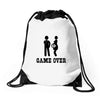 game over  funny pregnancy Drawstring Bags
