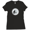 Dinosaur Riding A Bike To The Moon Ladies Fitted T-Shirt