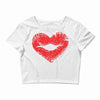 lip print heart Crop Top