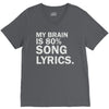 my brain is 80% song lyrics V-Neck Tee