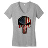 skull us flag Women's V-Neck T-Shirt