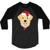 golden retriever dog with red santa's hat 3/4 Sleeve Shirt