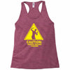caution shapes being thrown printed Racerback Tank