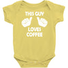 this guy loves coffee Baby Onesie