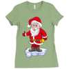 father christmas ringing xmas bells santa Ladies Fitted T-Shirt