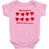 my heart is filled with love Baby Bodysuit