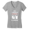 All i Need is Love A Camera Women's V-Neck T-Shirt